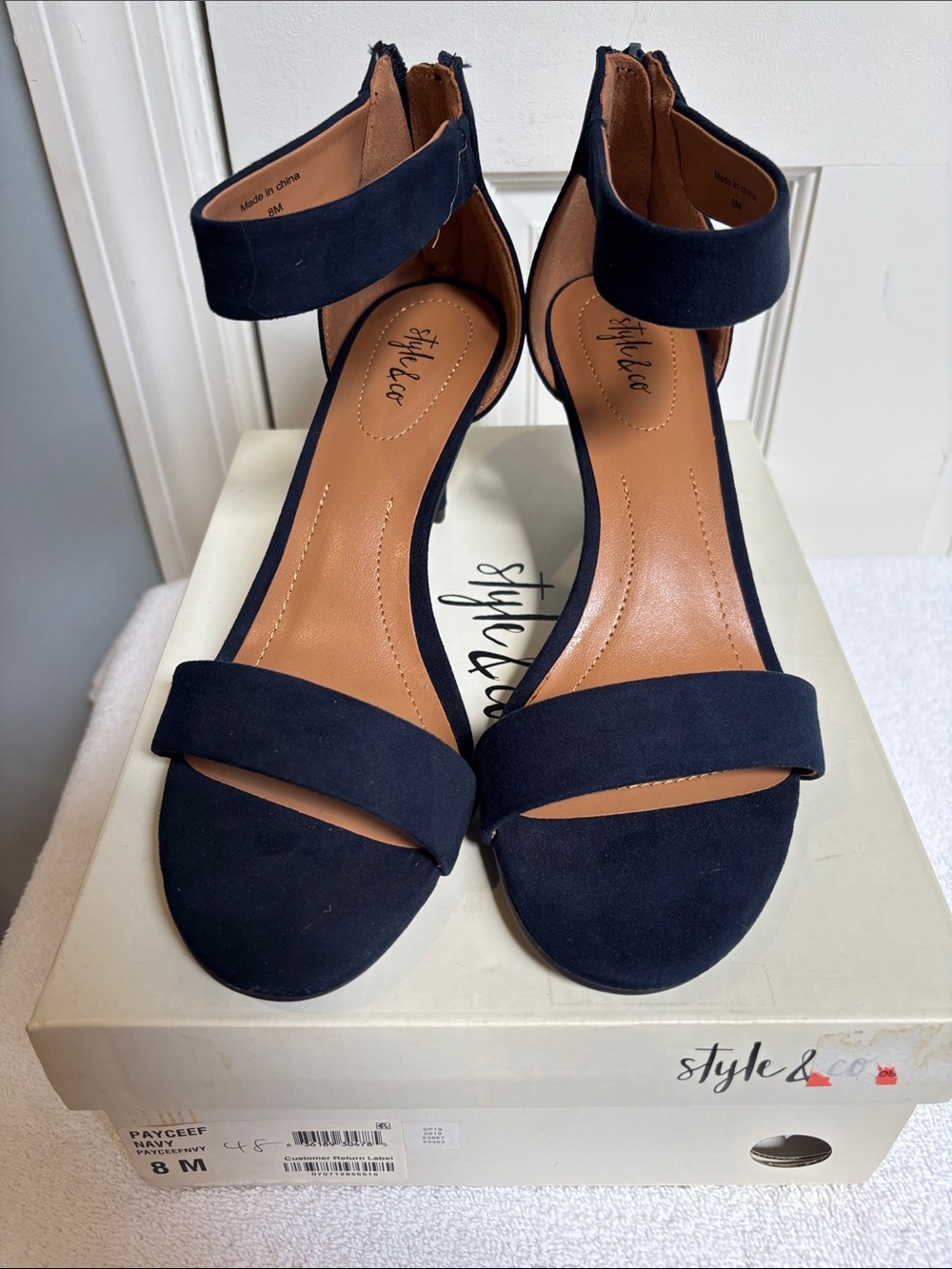 Style & Co. Navy Suede Ankle-Strap Heels